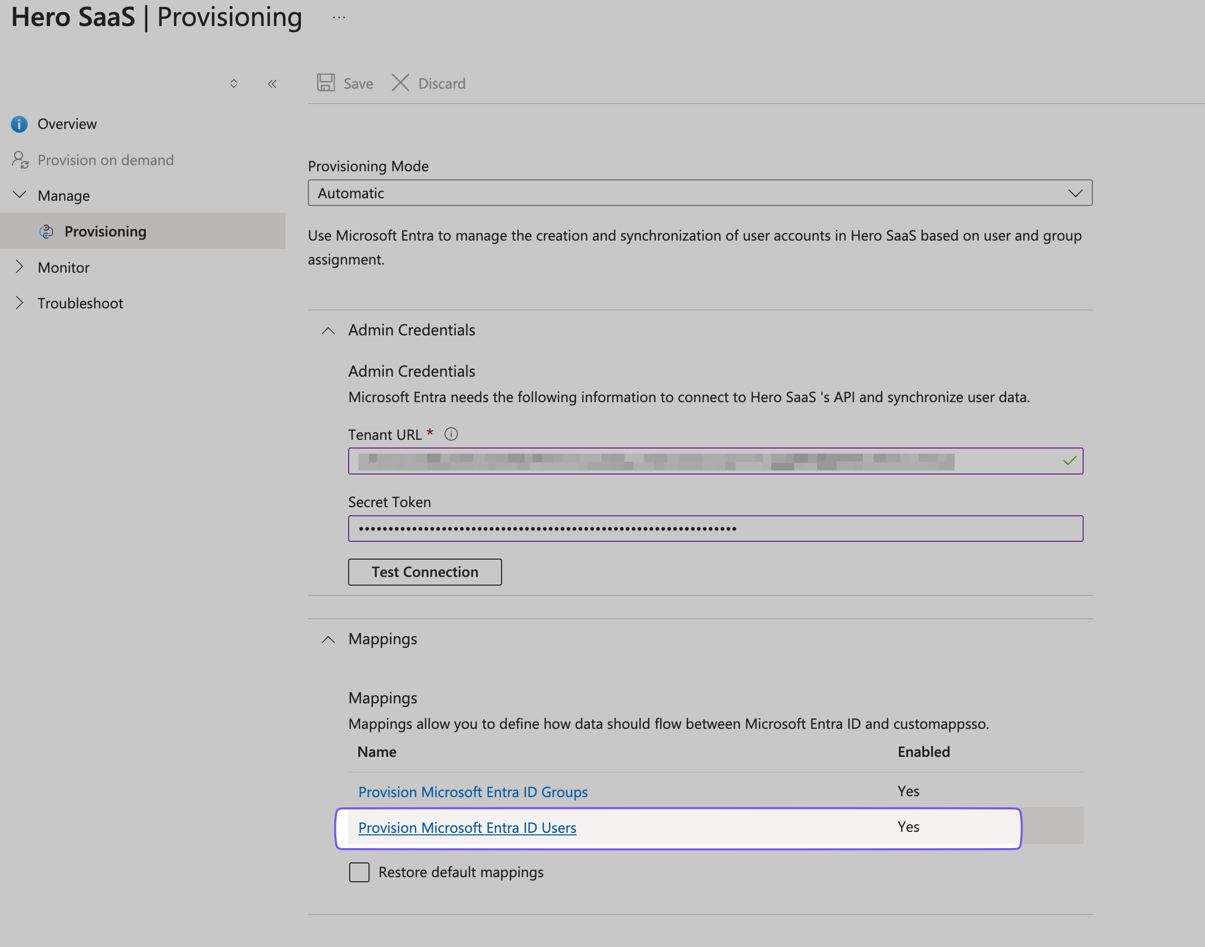 Making sure the "Provision Microsoft Entra ID Users" is enabled.