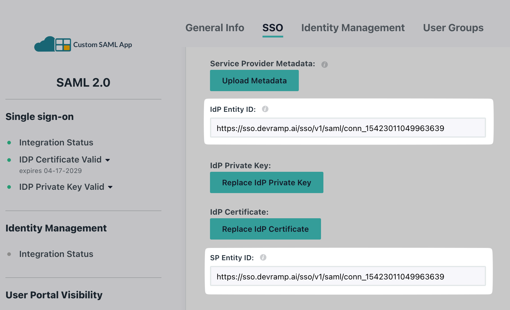 Paste it under IdP Entity ID and SP Entity ID on JumpCloud Portal