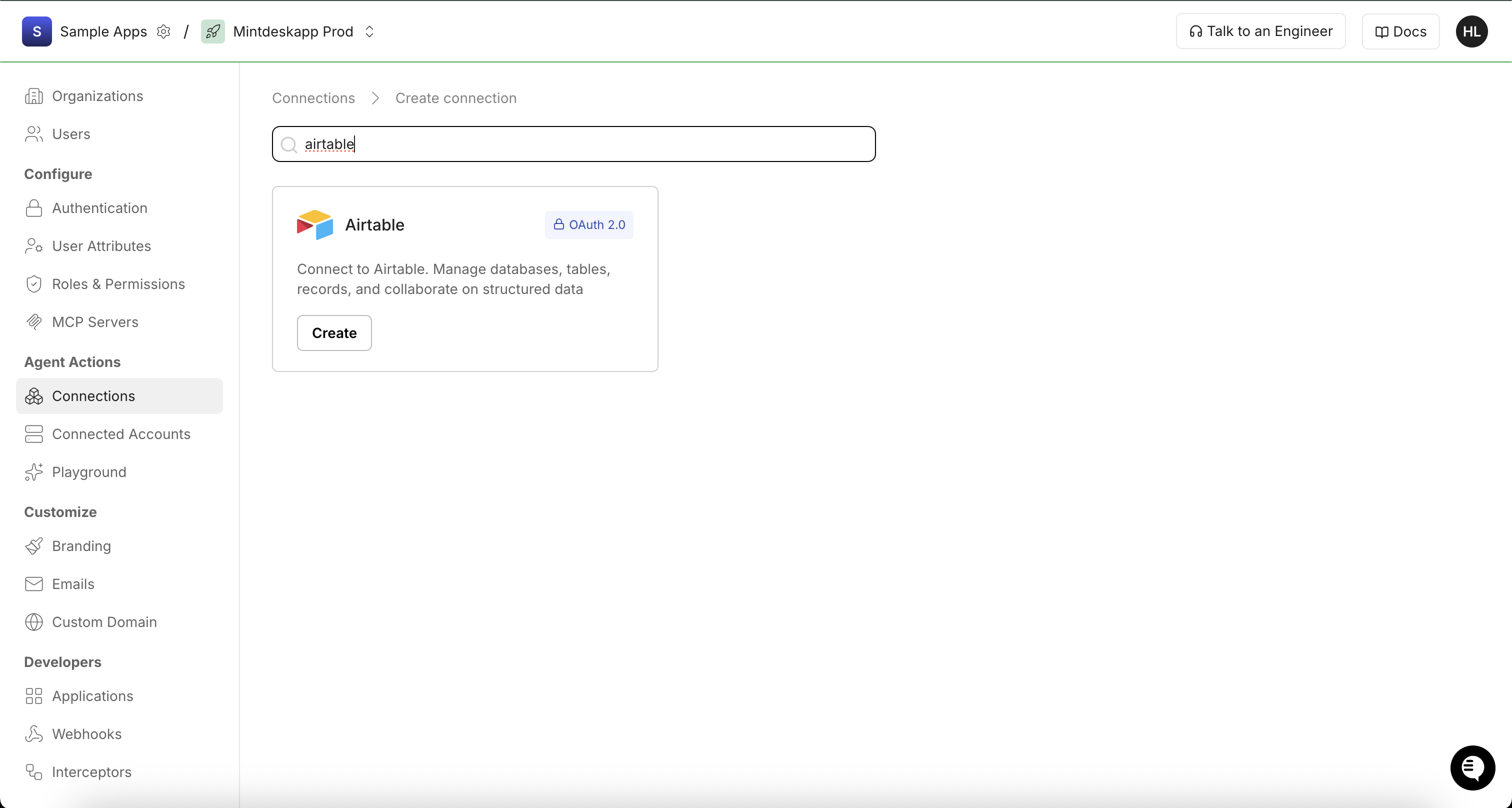 Search for Airtable and create a new connection